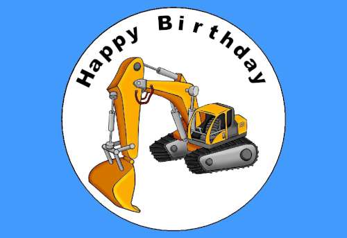 Construction Digger Edible Icing Image - Click Image to Close